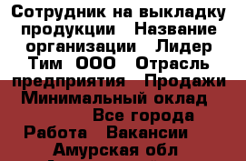 Сотрудник на выкладку продукции › Название организации ­ Лидер Тим, ООО › Отрасль предприятия ­ Продажи › Минимальный оклад ­ 10 000 - Все города Работа » Вакансии   . Амурская обл.,Архаринский р-н